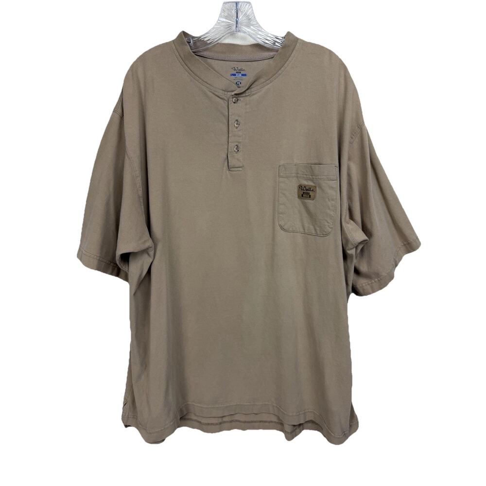 Walls Work Wear Shirt Mens XXL Beige Henley Pocket Tee Short Sleeve Workwear
